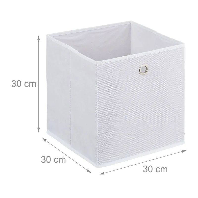 Lot de 4 boîtes de rangement carrées pratiques chambre salle de bain 30 x 30 x 30 cm en tissu blanc 13_0013904