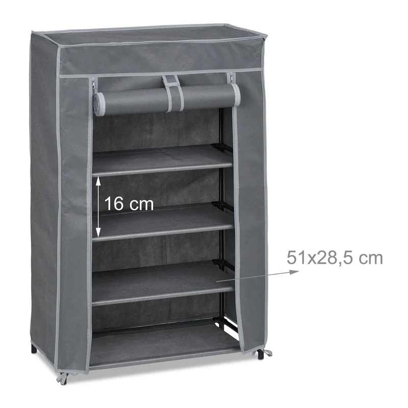 Armoire à chaussures en tissu 90 x 60 x 30 cm rangement pratique 5 compartiments ambiance moderne en tissu beige 13_0010204