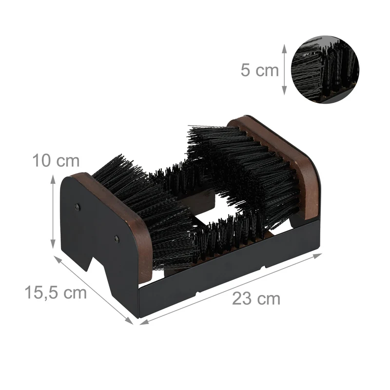Nettoyeur de chaussures avec brosses antidérapantes extérieur 40 x 30 x 20 cm en bois noir 13_0017746