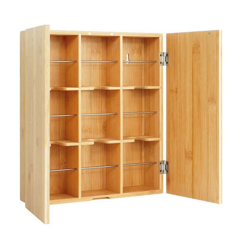 Boîte à thé élégante murale pour sachets rangement cuisine 30 x 20 x 10 cm en bambou naturel 13_0017662