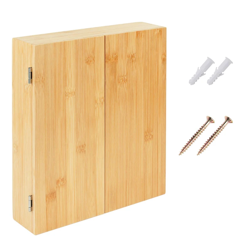 Boîte à thé élégante murale pour sachets rangement cuisine 30 x 20 x 10 cm en bambou naturel 13_0017662