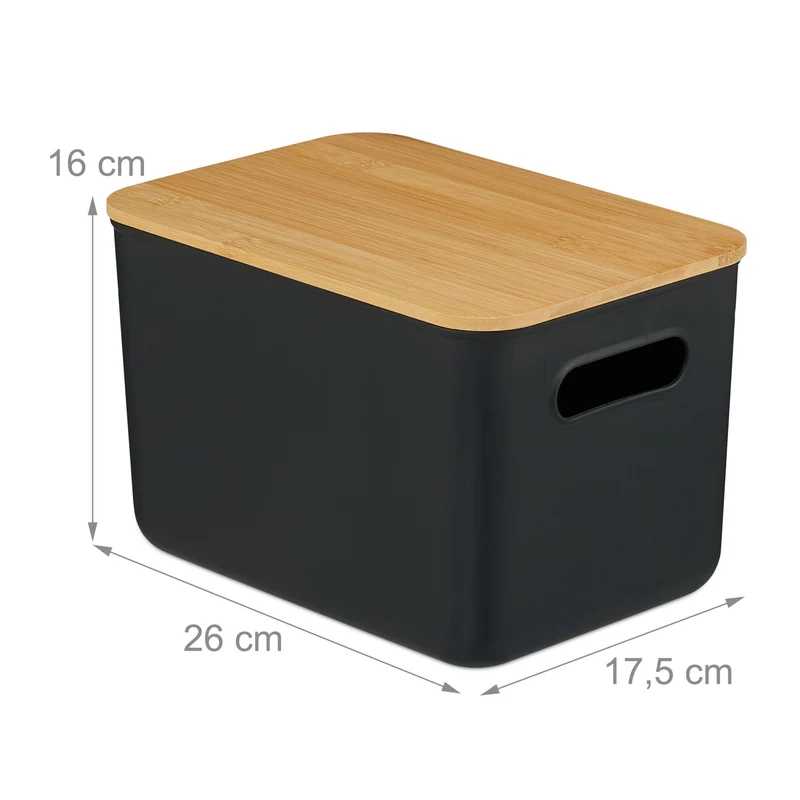Lot de 2 bacs de rangement pratique empilables salle de bain bureau 16 x 26 x 17,5 cm en plastique naturel 13_0016851