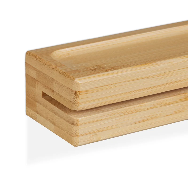 Porte-clés flottant avec étagère pratique rangement mural 30 x 10 x 7 cm en bambou naturel 13_0016579