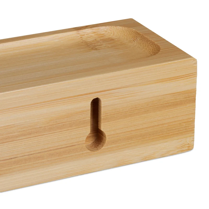 Porte-clés flottant avec étagère pratique rangement mural 30 x 10 x 7 cm en bambou naturel 13_0016579