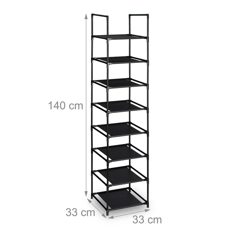 Meuble à chaussures étroit design pratique entrée 30 x 20 x 80 cm rangement facile en métal noir 13_0015413