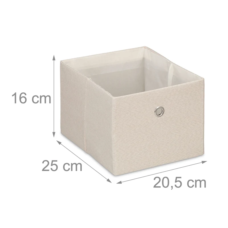 Lot de 2 boîtes de rangement décoratives en tissu pliables 16 x 20,5 x 25 cm en lin gris 13_0013759