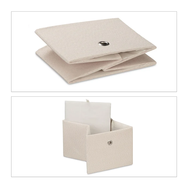Lot de 2 boîtes de rangement décoratives en tissu pliables 16 x 20,5 x 25 cm en lin gris 13_0013759