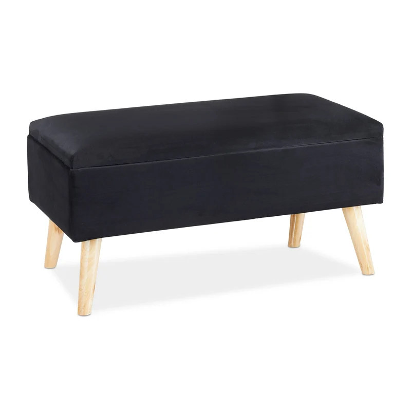 Banc de rangement élégant avec couvercle rabattable 41 x 80 x 40 cm assise confortable style moderne en velours gris 13_0009672