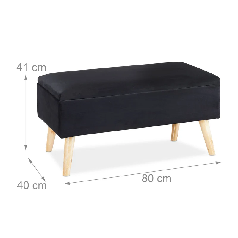 Banc de rangement élégant avec couvercle rabattable 41 x 80 x 40 cm assise confortable style moderne en velours gris 13_0009672
