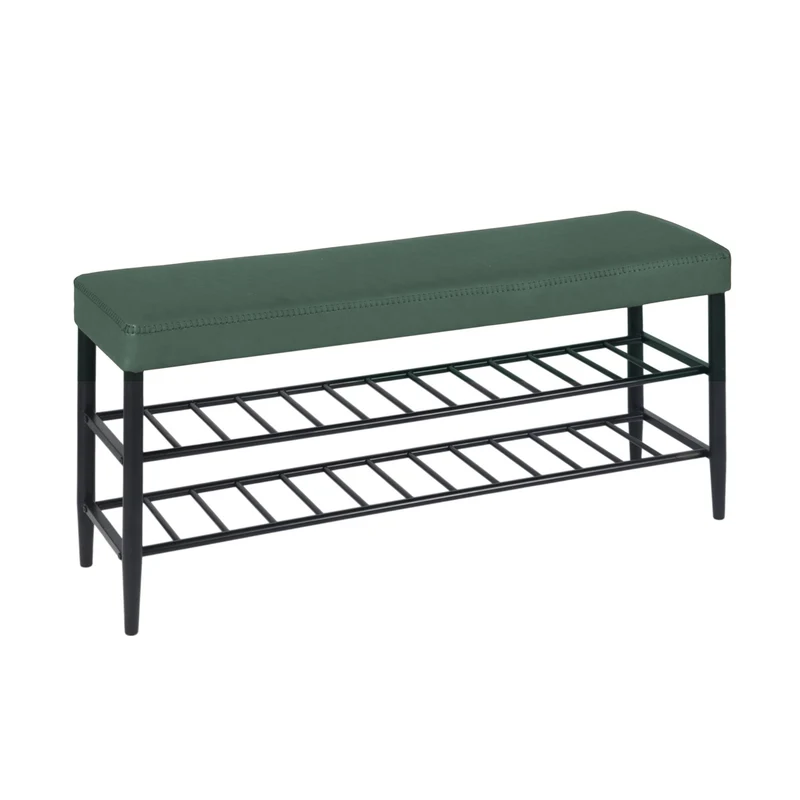 Banc à chaussures élégant avec 2 étagères pratique entrée 100 x 30 x 50 cm en fer noir 13_0017693