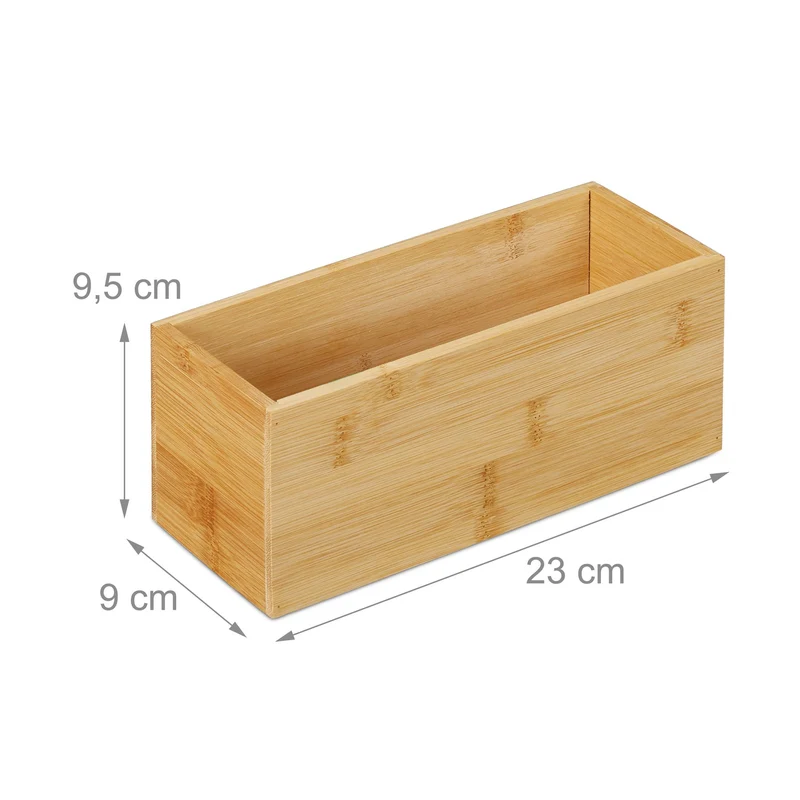 Boîte de rangement multi-usages design épuré 30 x 20 x 15 cm en bambou naturel 13_0011378