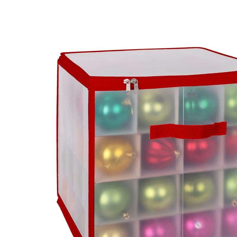 Boîte de rangement pour décorations de Noël pratique compartiments ajustables 36 x 36 x 36 cm en plastique transparent 13_0017994