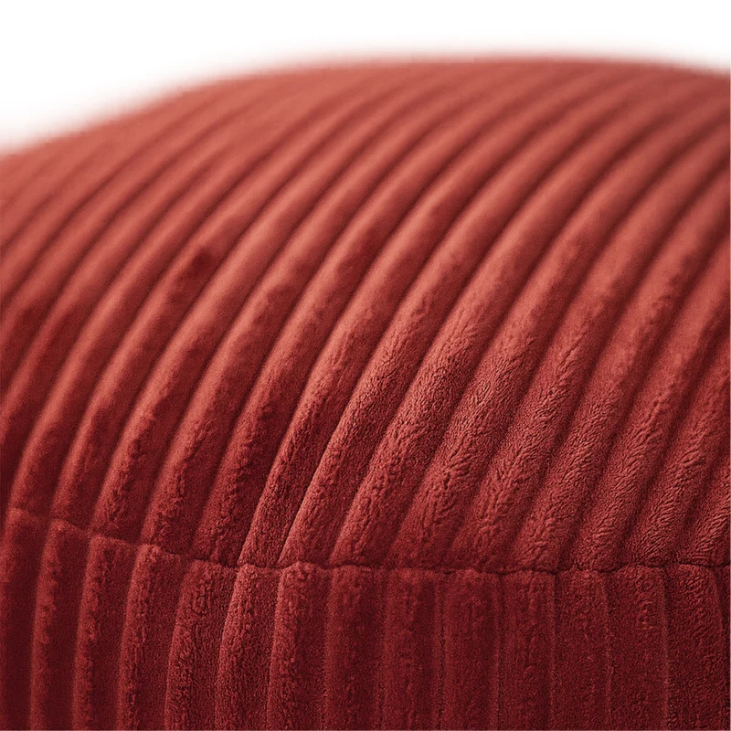 Pouf en velours côtelé design bohème salon 35 x 50 cm siège pratique et confortable en velours beige 13_0017776