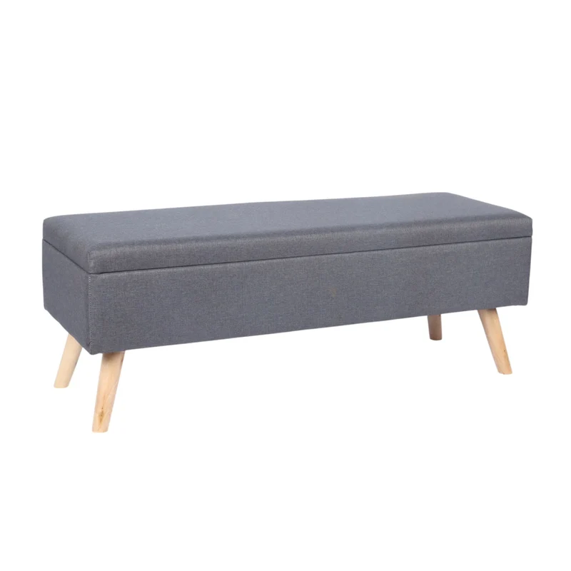 Banc coffre multifonctionnel avec rangement intégrée 40 x 110 x 40 cm en lin gris 13_0017660