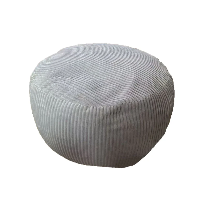Pouf en velours côtelé design bohème salon 35 x 50 cm siège pratique et confortable en velours beige 13_0017775