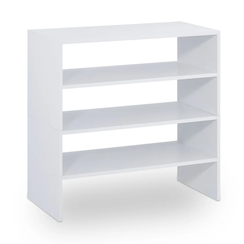 Étagère à chaussures empilable pratique 93 x 30 x 60 cm 2 niveaux pour 4 paires en MDF blanc 13_0013874