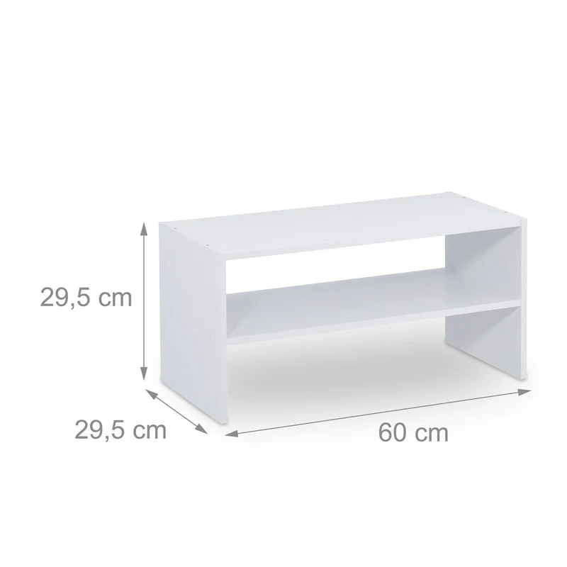 Étagère à chaussures empilable pratique 93 x 30 x 60 cm 2 niveaux pour 4 paires en MDF blanc 13_0013874