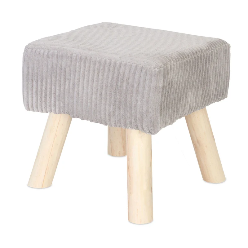 Pouf carré pratique décoratif 30 x 30 x 30 cm assise rembourrée élégante en velours côtelé beige 13_0017712