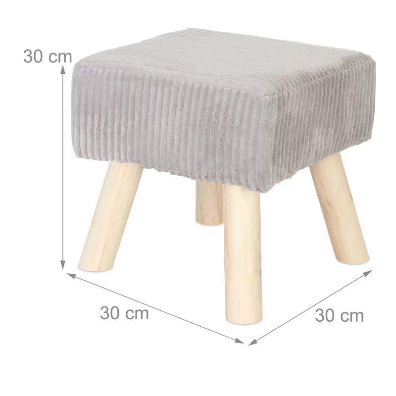 Pouf carré pratique décoratif 30 x 30 x 30 cm assise rembourrée élégante en velours côtelé beige 13_0017712