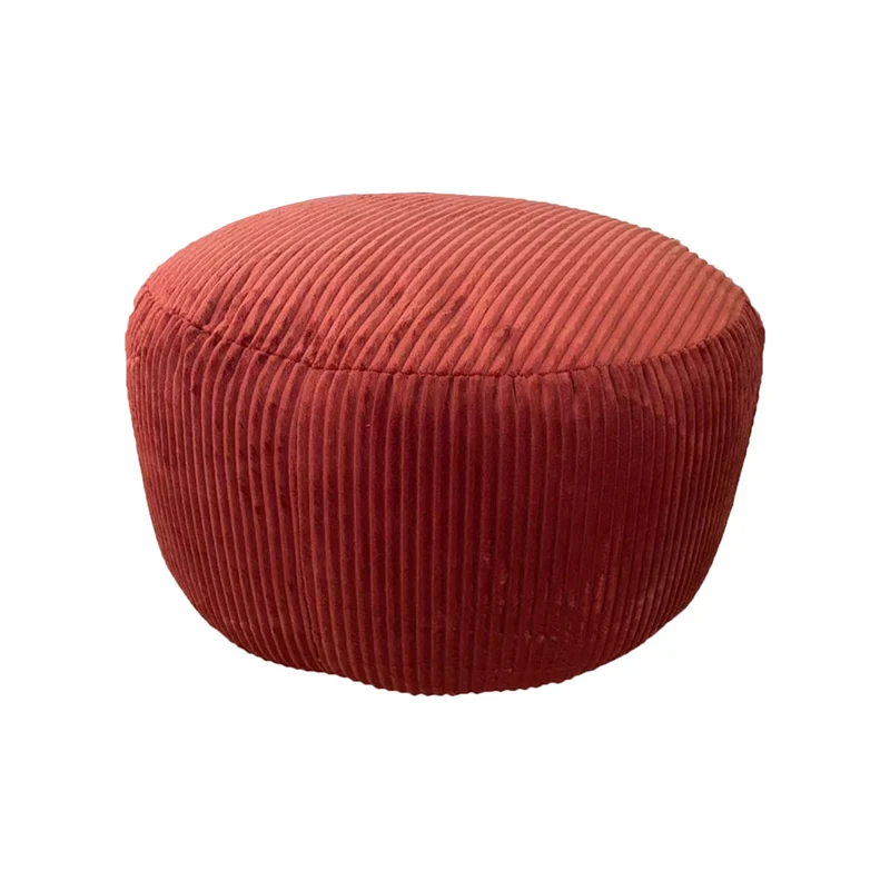 Pouf en velours côtelé bohème siège d'appoint style déco 25 x 35 cm en polyester beige 13_0017780