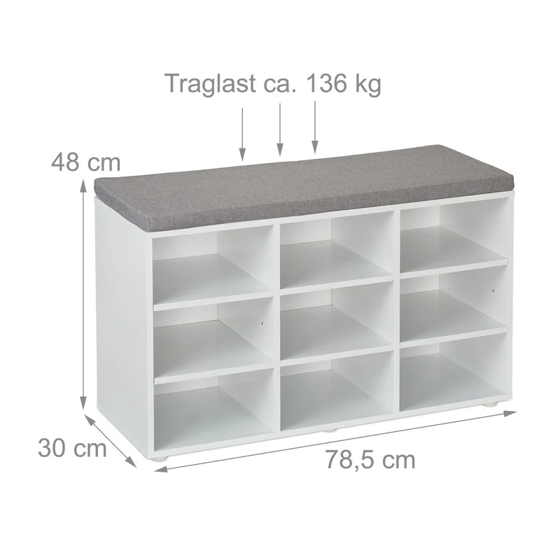 Banc à chaussures pratique et décoratif 48 x 104 x 30 cm avec assise confortable en panneaux de particules gris 13_0017087