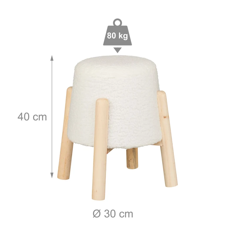 Tabouret décoratif et confortable 45 x 45 x 45 cm pour salon ou chambre ambiance cosy en textile gris 13_0016898