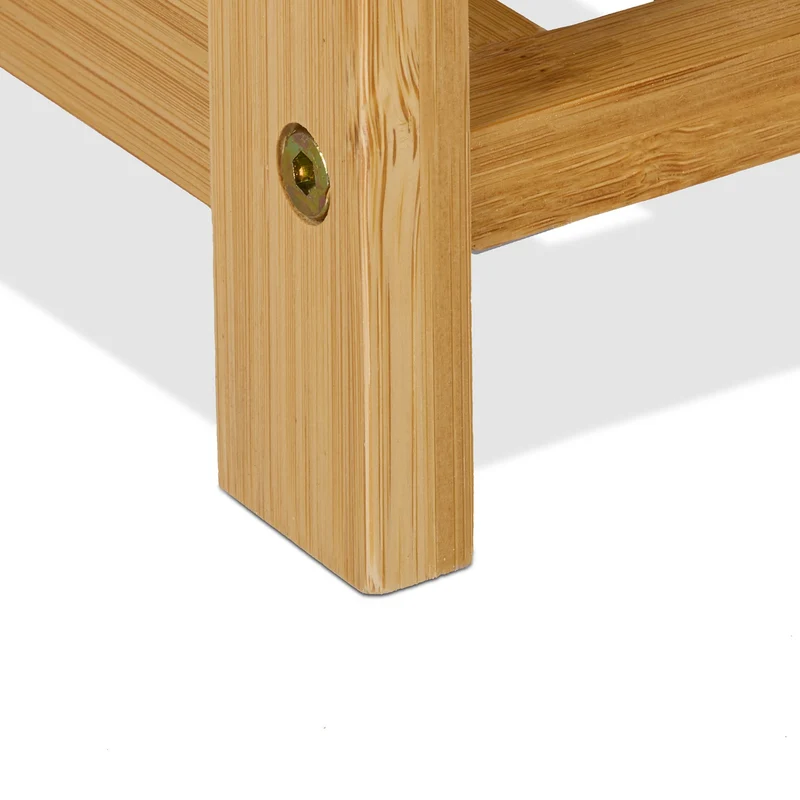 Banc à chaussures moderne pour entrée 110 x 40 x 45 cm avec 2 niveaux de rangement tiroir en bambou gris 13_0016296