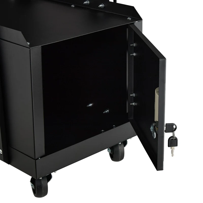 Chariot de soudure mobile avec 3 niveaux et compartiment verrouillable atelier garage 80 x 50 x 90 cm en acier noir 13_0016172