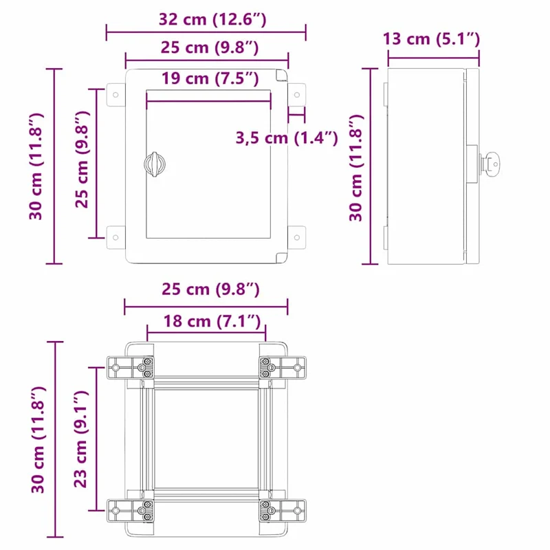 Armoire de contrôle moderne polyvalente 47 x 20 x 60 cm usage intérieur extérieur en plastique gris 02_0058193