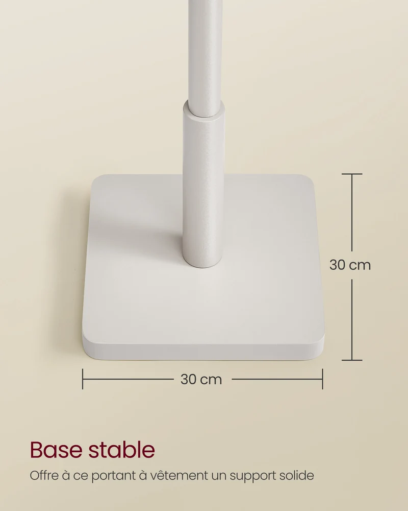 Portemanteau portant à vêtements en bois massif support sur pieds avec 8 crochets pour manteaux chapeaux sacs pour entrée couloir bois d'hévéa blanc 12_0007131