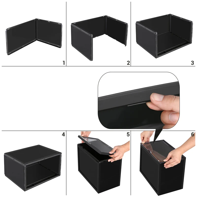 Boîte à chaussures organisateur à chaussures empilable rangement de chaussures en plastique avec ouverture lot de 6 28 x 36 x 22 cm jusqu’à la pointure de 46 noir 12_0004356