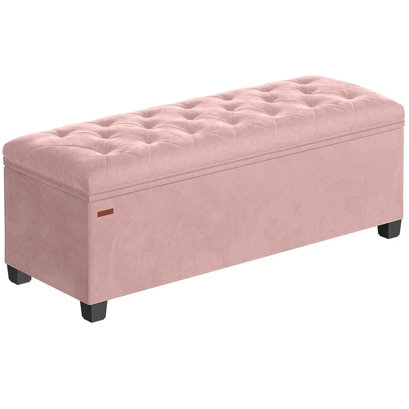 Tabouret de rangement pouf repose-pieds 40 x 110 x 40 cm bout de lit cubique avec rangement charge jusqu'à 300 kg pour salon chambre entrée rose bonbon 12_0007721