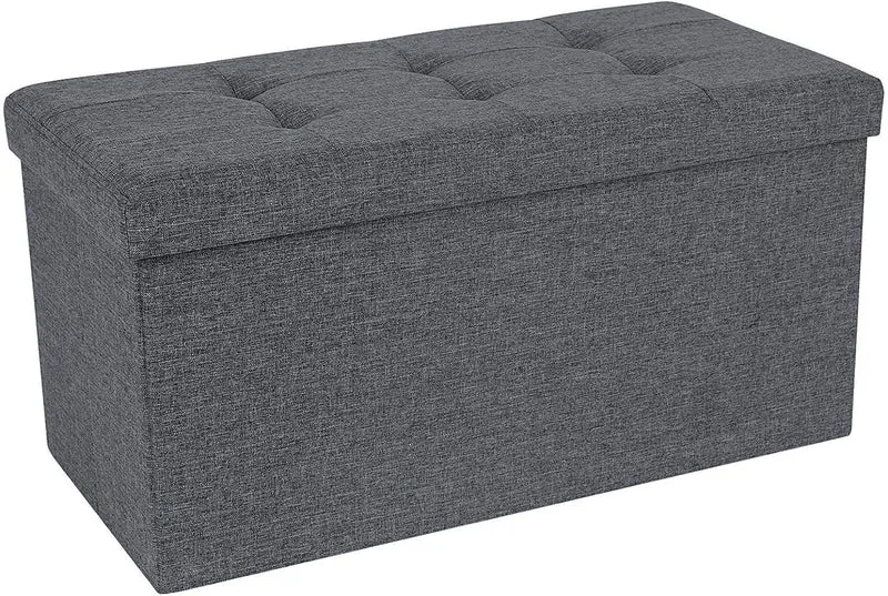 Banc coffre pouf de rangement 86 litres gris foncé 12_0000237