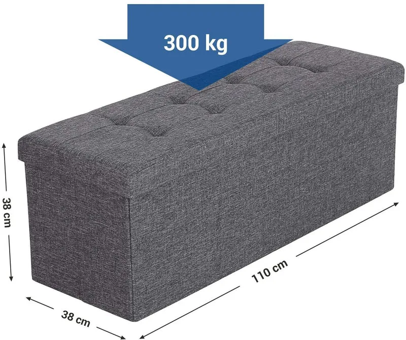 Banc pouf baquette de rangement 120 litres 110 cm gris foncé 12_0000223