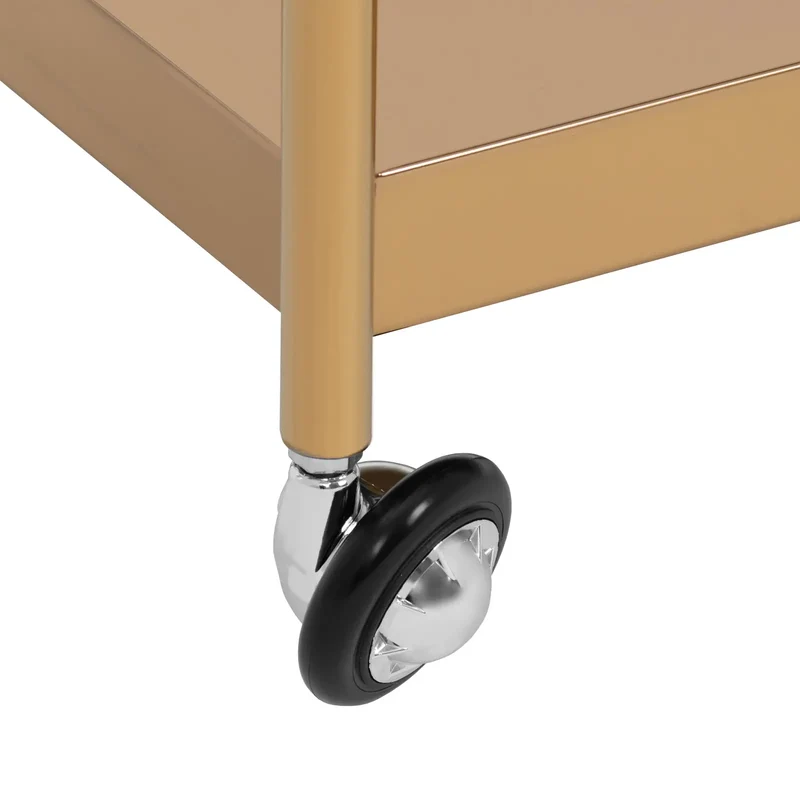 Charriot d'esthétique 3 tablettes jusqu'à 30 kg acier inoxydable doré 14_0008641