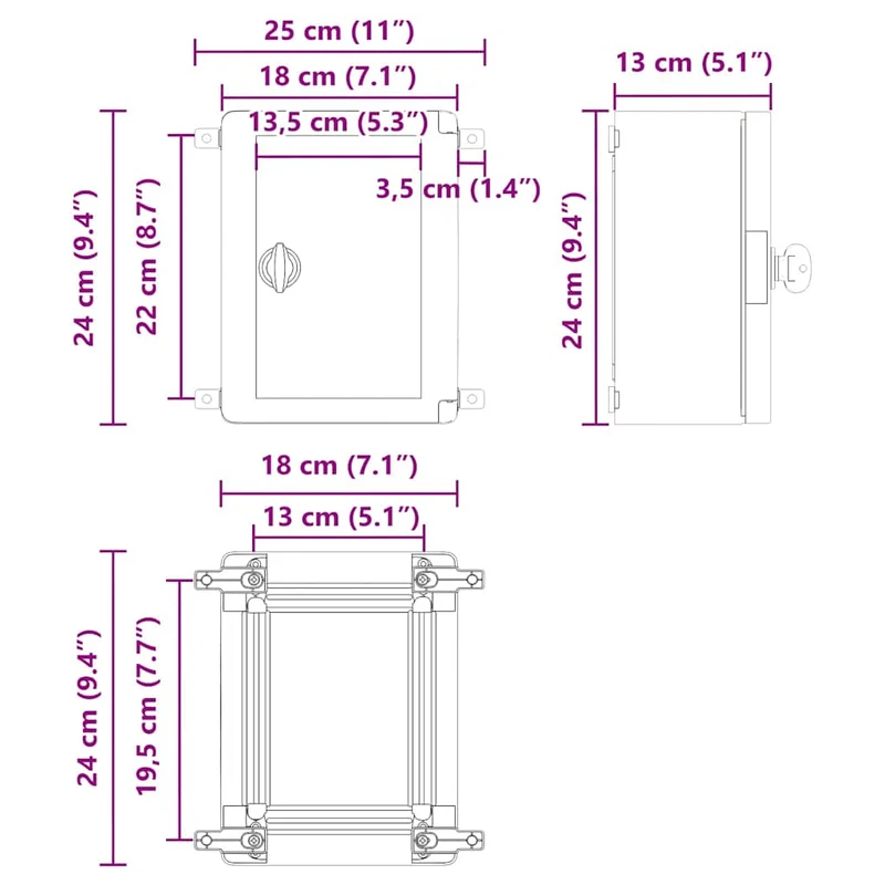 Armoire de contrôle moderne design épuré 47 x 20 x 60 cm en plastique ABS gris 02_0058191