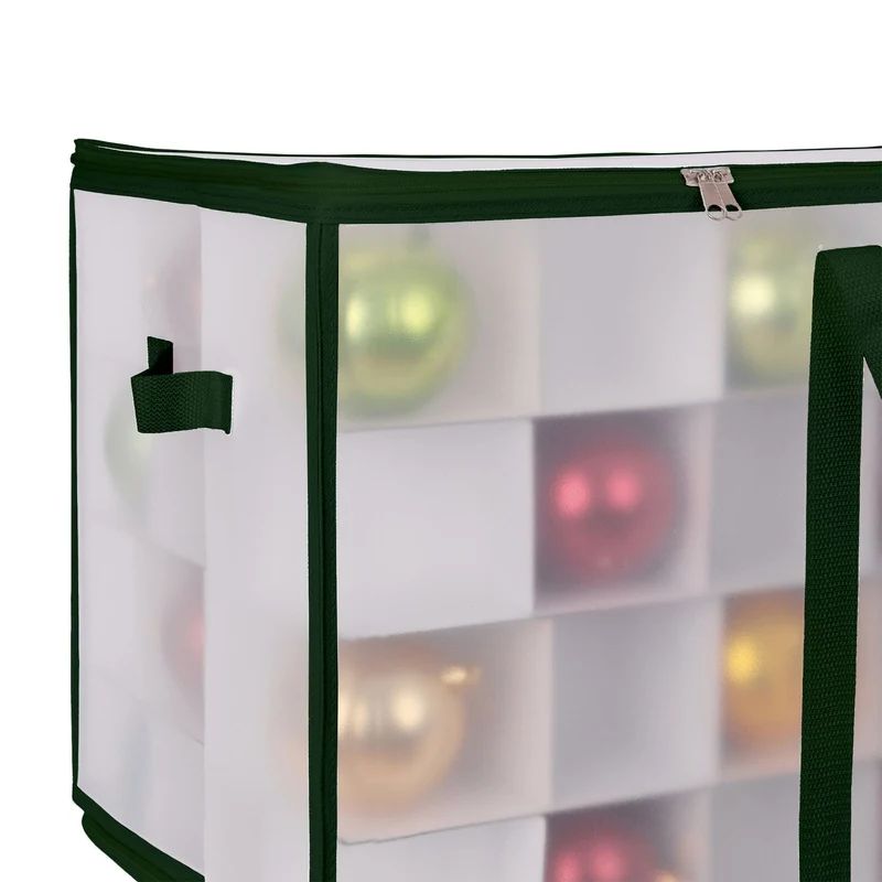 Boîte de rangement pour décorations Noël avec compartiments ajustables 36 x 36 x 36 cm en plastique transparent 13_0017998