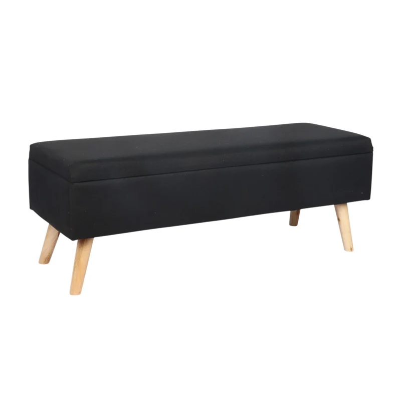 Banc coffre rembourré avec rangement intégré 40 x 110 x 40 cm design élégant salon entrée en lin beige 13_0017658