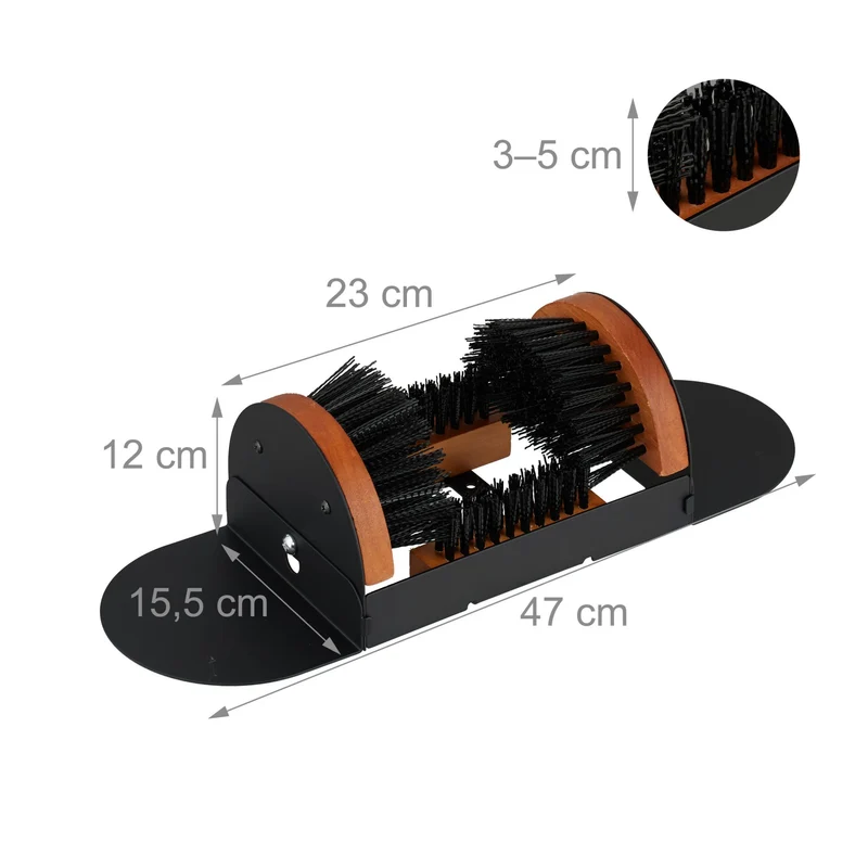 Nettoyeur de chaussures à brosses rondes extérieur fixation murale 45 x 15 x 15 cm pratique en bois marron 13_0017734