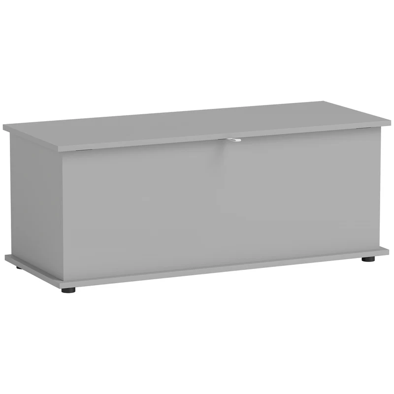 Coffre de rangement banc 100 x 40 x 40 cm couvercle sécurisé support 120 kg moderne en panneaux de particules gris 21_0001706