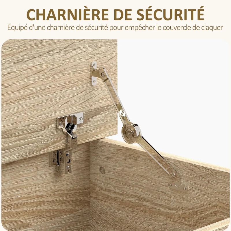 Coffre de rangement banc d'appoint 100 x 40 x 40 cm grand rangement siège robuste pour salon moderne épuré en bois naturel 21_0001704