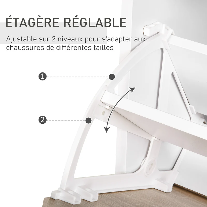 Armoire à chaussures pour entrée 60 x 24 x 105,5 cm avec tiroir et étagère en verre style design en mélaminé chêne clair 21_0002608