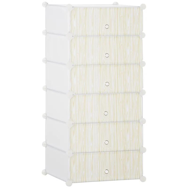 Armoire à chaussures modulable 6 cubes 49 x 36,5 x 108 cm capacité 12 paires gain de place idéal design épuré en PP blanc 21_0005799