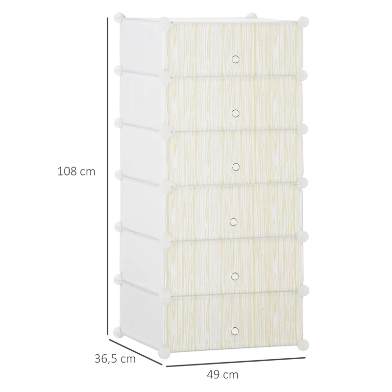 Armoire à chaussures modulable 6 cubes 49 x 36,5 x 108 cm capacité 12 paires gain de place idéal design épuré en PP blanc 21_0005799