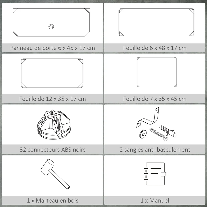 Armoire à chaussures modulable 6 cubes 49 x 36,5 x 108 cm capacité 12 paires gain de place idéal design épuré en PP blanc 21_0005799