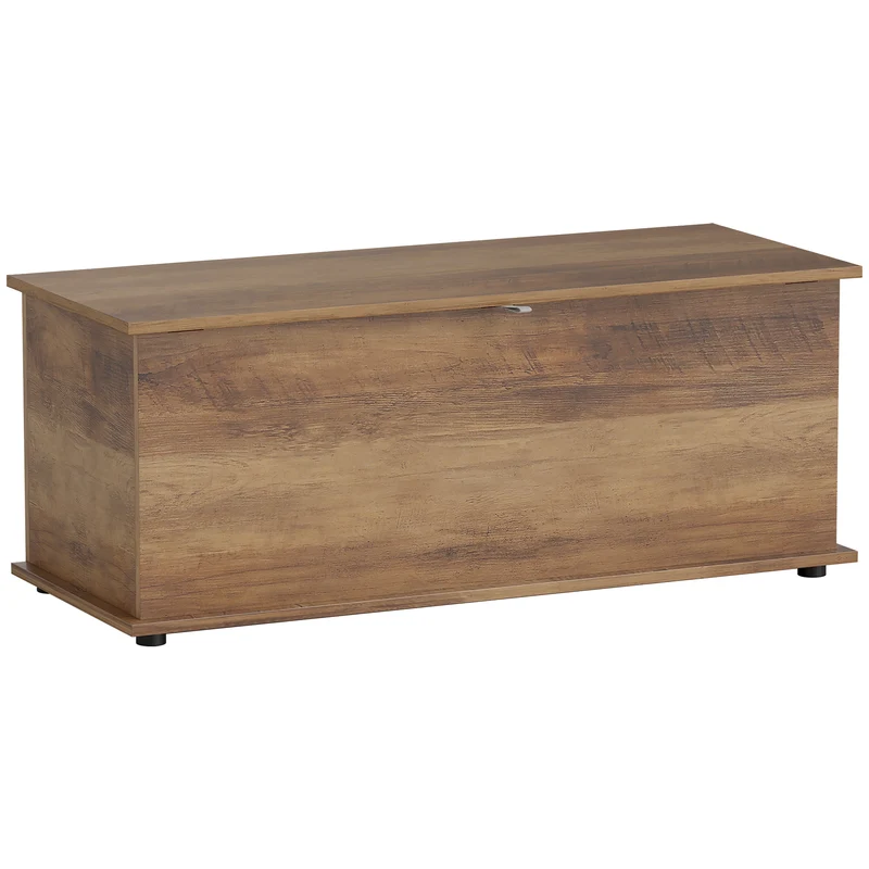 Coffre de rangement banc 100 x 40 x 40 cm capacité 120 kg assise moderne épuré salon en panneaux de particules marron 21_0001705