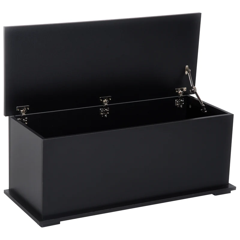Coffre de rangement banc 100 x 40 x 40 cm grande capacité assise rangement moderne épuré en panneaux de particules noir 21_0001703