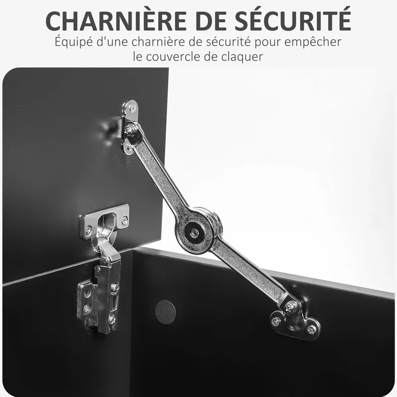 Coffre de rangement banc 100 x 40 x 40 cm grande capacité assise rangement moderne épuré en panneaux de particules noir 21_0001703