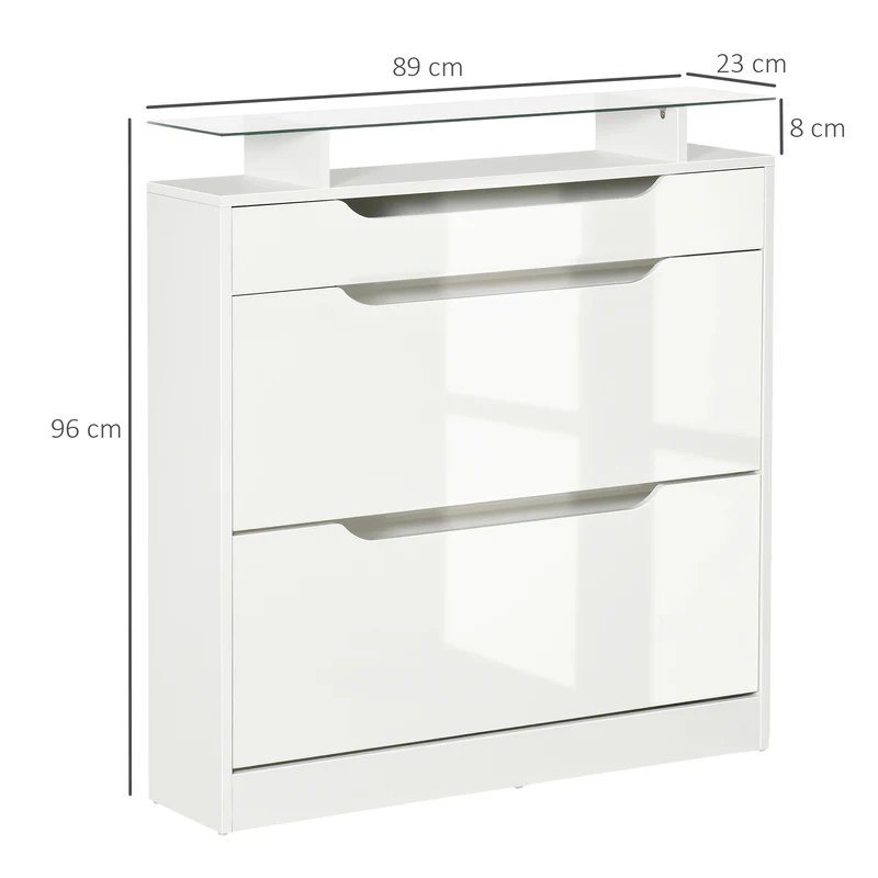 Armoire à chaussures entrée compacte 89 x 23 x 96 cm rangement modulable anti basculement contemporain épuré en MDF blanc 21_0002628