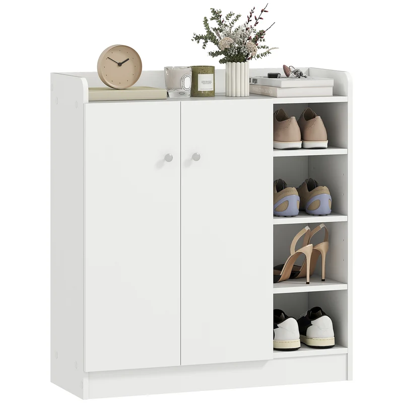Armoire à chaussures entrée 83 x 30 x 90 cm gain de place étagère réglable moderne épuré en panneau de particules blanc 21_0000090